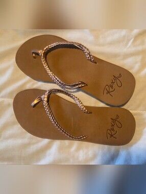 Roxy Women's Rose Gold Braided Strap Sandals